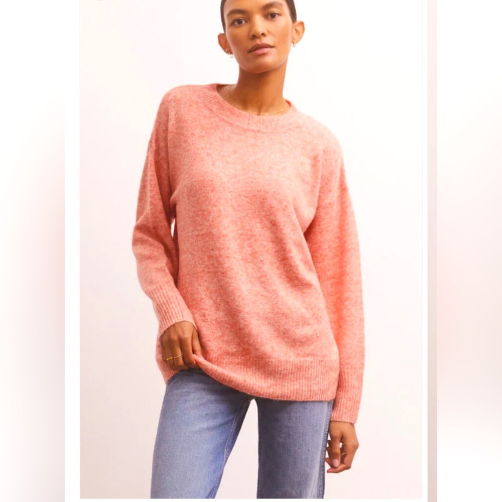 Z SUPPLY STUNNING ORANGE Silas Pullover Sweater Size: L Lava Coral Pinkish